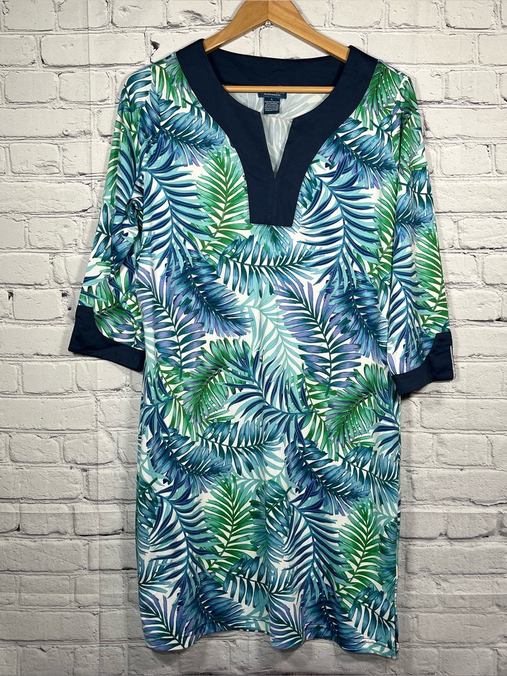 Caribbean Joe Floral Dress Womens Size Large Multicolor Large 3/4 Sleeve